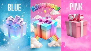 Choose your gift 🎁💝✨️🤮 The 3 gift box challenge  Blue Rainbow Pink giftboxchallenge [upl. by Nivel]