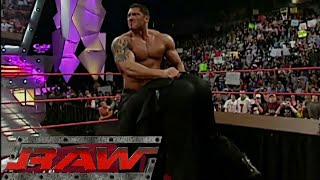 Batista Turns on Evolution amp Attacks Triple H Shocking RAW Feb 212005 [upl. by Leirbag]