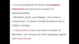 Le distributionnalisme le structuralisme Américain ou lécole comportementale S5 [upl. by Agnes]