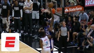 Controversial Joel Embiid block on Dwyane Wade gets Erik Spoelstra heated Td up  ESPN [upl. by Alberik261]