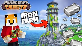 I built an AUTOMATIC IRON FARM in Minecraft Create Mod [upl. by Norris]