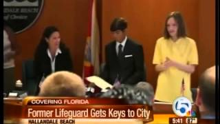 Hallandale Beach honors fired lifeguard [upl. by Fredie616]