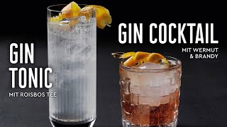 2 Cocktails  Gin Tonic mit Roisbos Tee amp Gin Cocktail mit Brandy und Wermut Cocktail Rezepte [upl. by Aneekal]