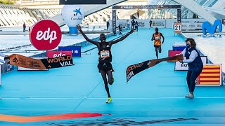 WORLD RECORD Kibiwott Kandie 5732 Valencia Half Marathon Full Race [upl. by Eardna]