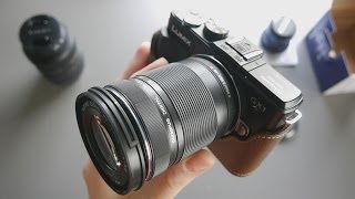 Olympus M Zuiko 40150mm f456 Micro Four Thirds Lens Unboxing and Size Comparison [upl. by Wan500]