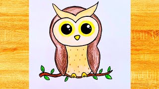 How to draw an Owl 🦉Owl drawing step by stepEasy drawing [upl. by Akenaj]