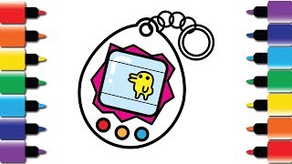 How to draw Tamagotchi  Drawing and Colouring book for kids fun [upl. by Aidiruy]