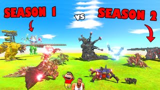 SEASON 1 VS SEASON 2 in Animal Revolt Battle Simulator with SHINCHAN and CHOP  THOR HYDRA MECHA [upl. by Py]