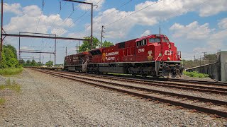 CP SD70ACU 7030 quotStrathconaquot leads CSX S631 WB by Langhorne 061824 [upl. by Lleoj]