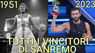 TUTTI I VINCITORI DEL FESTIVAL DI SANREMO DAL 1951 AL 2022  Maneskin Marco Mengoni e Due Vite [upl. by Harcourt901]