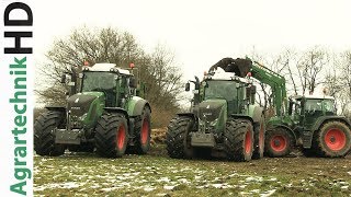 FENDT Traktoren im Schnee  Lohnunternehmen Kumm Agrar  Strautmann Streublitz  Miststreuen [upl. by Gilus505]