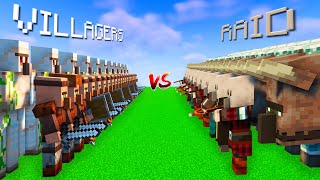 Extreme VILLAGERS vs PILLAGERS  RAID vs VILLAGER in Minecraft Mob Battle [upl. by Decrem]