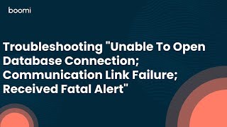 Troubleshooting Unable To Open Database Connection Communication Link Failure Received Fatal Alert [upl. by Lemuela120]