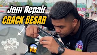 CERMIN KERETA CRACK BESAR 50 SEN DUIT SYILING LAMA INI KALAU REPAIR HILANG TAK Jom tengok [upl. by Loris]