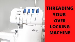 How to thread an overlocking machine brother 734Ds Threading an over lockerserger [upl. by Dlanger270]