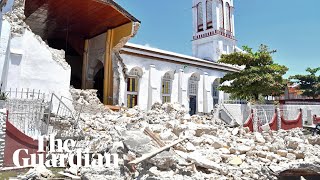 Haiti drone footage shows devastation after deadly 72magnitude earthquake [upl. by Adnalahs192]