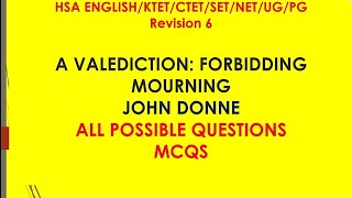 A Valediction Forbidding Mourning John DonneAll possible questions MCQsRevision HSA English [upl. by Natale]