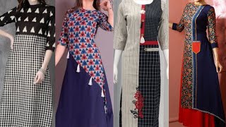 Two Fabric Kurti Design  Kurti Design With Two Colour  Half And Half Kurti Designs [upl. by Pineda25]