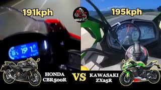 2022 Honda CBR500R vs Kawasaki ZX25R  Top Speed  Acceleration 🔥🔥 [upl. by Wernda131]