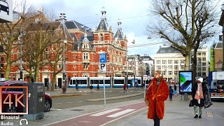 Walking Amsterdam City Center Leidseplein Flower Market and Rokin Binaural City Sounds [upl. by Nrublim]