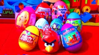 9 Surprise Eggs Unboxing Kinder Surprise Toy Story Hello Kitty Barbie Angry Birds Cars 2 Easter Eggs [upl. by Aramoy]