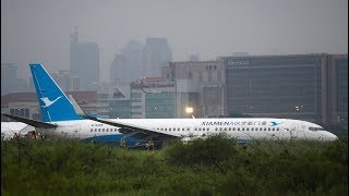 Moment when airplane overshoots runway caught on camera [upl. by Harland]