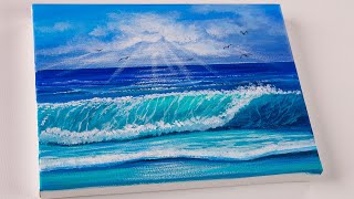 Sea Waves Easy to Paint  Acrylic Painting for Beginners  Seascape painting [upl. by Assena]