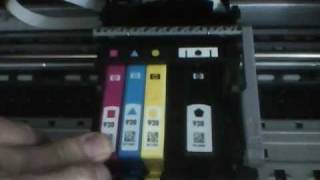 HP Officejet 7500A Wide Format  PowerUp amp Supply Install [upl. by Atinauq]