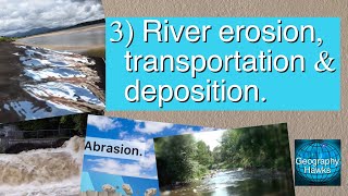 3 River erosion transportation amp deposition Powered by GeographyHawks [upl. by Aicenaj729]