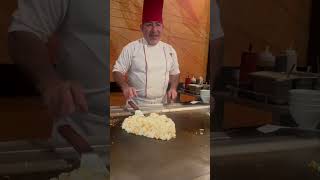 Benihana chef performs the heartbeat trick benihana foodshorts [upl. by Roderich]