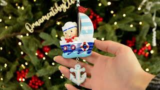 Ornaments by Elves Personalized Sailor Boy on Boat Toddler Ornament OBEOR1848B [upl. by Wiltz931]