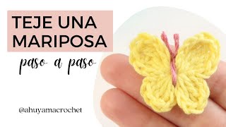 COMO TEJER MARIPOSAS A CROCHET aprende a tejer una mariposa pequeña a gancho tutorial paso a paso [upl. by Uird]