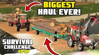 HOW MUCH DID WE MAKE BIGGEST HAUL EVER  Survival Challenge COOP  FS22  Episode 16 [upl. by Dominica]