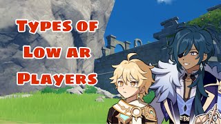 5 Types Of Low AR Players in Genshin Impact [upl. by Ayhtin]