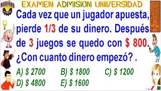 Examen Villareal Admisión Universidad UNFV Fracciones Solucionario [upl. by Laurentia]