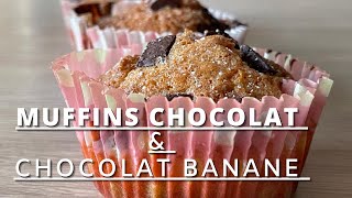 Recette des Muffins chocolat et chocolat banane [upl. by Enialehs25]