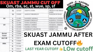 SKUAST JAMMU EXPECTED CUTOFF 2024 🔥  AFTER FULL ANALYSIS ☑️  MUST WATCH 😮 [upl. by Gherlein]