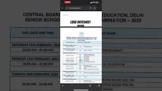 Cbse date sheet class 10 and 12 2025 education datesheet2025 [upl. by Eelyme]