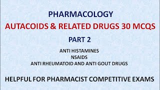 PHARMACY PHARMACOLOGY AUTACOIDS amp RELATED DRUGS NSAID [upl. by Uhayile]