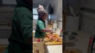 🧑🏾‍🍳 Cutting up some andouille sausages food chefcooking kids chef youtubeshorts foodie [upl. by Chloris]