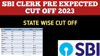 Sbi Clerk Pre 2023 Expected Cut offState Wise cut off sbiclerk sbija23 sbija sbiclerk2023 [upl. by Pagas]