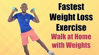 FASTEST WEIGHT LOSS EXERCISE  40 Minute Aerobic Walk at Home Exercise with Weights [upl. by Zehe]