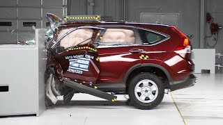 2012 Honda CRV driverside small overlap IIHS crash test [upl. by Lladnew]