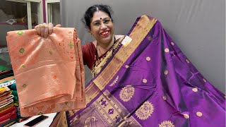 Cotton saree and Semi paithani  Kasturi paithani Sale [upl. by Sherie527]