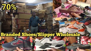 Branded Footwear Chappal Shoes Sports Shoes Slippers Footwear wholesale market in inderlok [upl. by Dorraj]