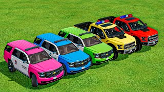 TRANSPORTING FIVE COLOR POLICE CARS LIZARD CADILLAC ESCALADE DODGE DURANGO POLICE DACIA  FS 22 [upl. by Hnid]