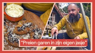 Stamppot van gebrande prei met wildzwijn schnitzels 2  Buiten koken met Ramon [upl. by Obaza]