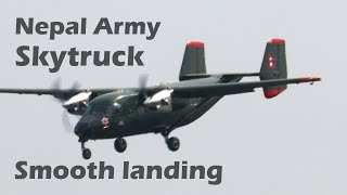 Nepal Armys PZL M28 Skytruck executing a smooth landing at TIA Kathmandu Nepal [upl. by Ettennil]