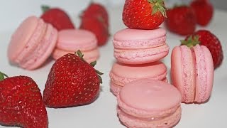 Strawberry Macaron Recipe  Strawberry Macarons  Italian Meringue Method [upl. by Akcimat]