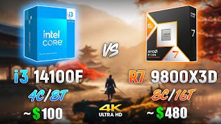 Ryzen 7 9800X3D vs Core i3 14100F  Test in 4K [upl. by Nivert33]